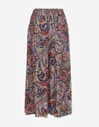 defox Pantaloni culottes bleumarin din bumbac cu model Paisley
