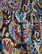 defox Pantaloni Culottes Negri din Bumbac cu Model Paisley Tarrisa