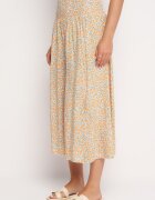 defox Pantaloni culottes Portocaliu-Albastru cu bandă elastică lată în talie din bumbac Arisbel