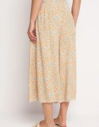 defox Pantaloni culottes Portocaliu-Albastru cu bandă elastică lată în talie din bumbac Arisbel