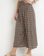 defox Pantaloni culottes verde închis cu craci largi 7/8 și talie elastică Thatasia