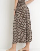 defox Pantaloni culottes verde închis cu craci largi 7/8 și talie elastică Thatasia