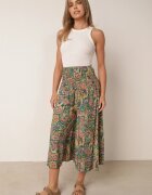 defox Pantaloni culottes verzi de bumbac cu model Paisley Tarrisa