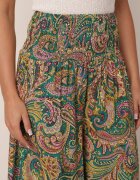 defox Pantaloni culottes verzi de bumbac cu model Paisley Tarrisa