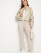 defox Pantaloni de trening Bej Evazați cu elastic în talie Efravella