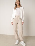 defox Pantaloni de trening din bumbac bej cu șnur și căptușeală din polar Saliavera