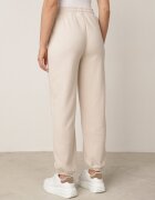 defox Pantaloni de trening din bumbac bej cu șnur și căptușeală din polar Saliavera