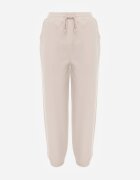defox Pantaloni de trening din bumbac bej cu șnur și căptușeală din polar Saliavera