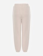 defox Pantaloni de trening din bumbac bej cu șnur și căptușeală din polar Saliavera