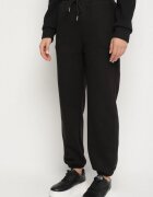 defox Pantaloni de trening din bumbac Negre cu șnur și căptușeală de polar Saliavera