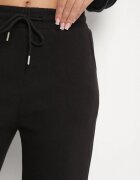 defox Pantaloni de trening din bumbac Negre cu șnur și căptușeală de polar Saliavera