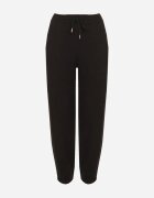defox Pantaloni de trening din bumbac Negre cu șnur și căptușeală de polar Saliavera