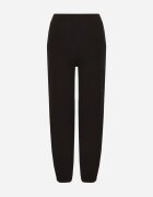defox Pantaloni de trening din bumbac Negre cu șnur și căptușeală de polar Saliavera