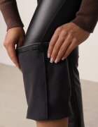 defox Pantaloni Granat Evazați cu elastic în talie din piele ecologică Arkani