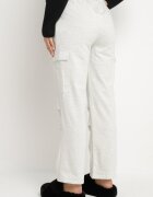 defox Pantaloni gri deschis din bumbac cu elastic în talie și cu buzunare aplicate Selpa