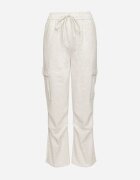 defox Pantaloni gri deschis din bumbac cu elastic în talie și cu buzunare aplicate Selpa