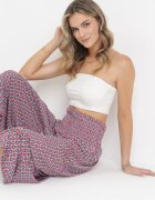defox Pantaloni Largi Albastru-Roșii cu talie înaltă Pabay