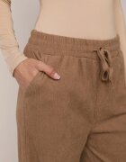 defox Pantaloni Largi Bej închis cu Talie Înaltă Legați cu Șnur Cosetta