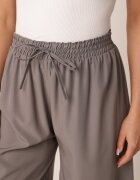defox Pantaloni Largi Gri cu Talie Înaltă din Viscoză și cu elastic în talie Criseldas