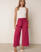 defox Pantaloni Largi Mov închis cu Talie Înaltă din Vâscoză și Elastic în Talie Criseldas