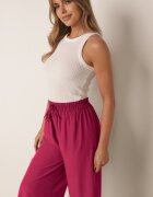 defox Pantaloni Largi Mov închis cu Talie Înaltă din Vâscoză și Elastic în Talie Criseldas