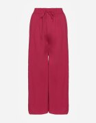 defox Pantaloni Largi Mov închis cu Talie Înaltă din Vâscoză și Elastic în Talie Criseldas
