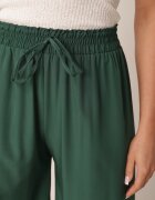 defox Pantaloni Largi Verde închis cu Talie Înaltă cu Viscoză și Elastic în Talie Criseldas