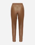 defox Pantaloni Maro cu talie înaltă din imitație de piele cu elastic în talie Esarienne