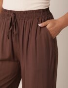 defox Pantaloni Maro Din Bumbac cu picioare largi Palazzo cu elastic în talie Nesira