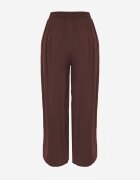 defox Pantaloni Maro Din Bumbac cu picioare largi Palazzo cu elastic în talie Nesira