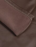 defox Pantaloni Maro Evazați cu elastic în talie din piele ecologică Arkani
