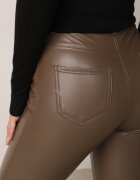 defox Pantaloni Maro Mulați din Imitație de Piele Viremi