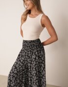 defox Pantaloni Negri din Bumbac tip Culottes cu elastic în talie Karemisia
