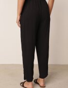 defox Pantaloni Negri Lărgi cu Buzunare și Elastic în Talie și Șnur Enivia