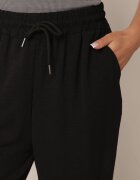 defox Pantaloni Negri Lărgi cu Buzunare și Elastic în Talie și Șnur Enivia