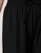 defox Pantaloni Negri Largi cu Talie Înaltă din Viscoză și Elastic în Talie Criseldas
