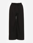 defox Pantaloni Negri Largi cu Talie Înaltă din Viscoză și Elastic în Talie Criseldas