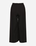 defox Pantaloni Negri Largi cu Talie Înaltă din Viscoză și Elastic în Talie Criseldas