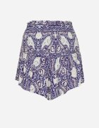 defox Pantaloni scurți Albaștri din bumbac cu talie înaltă și elastic în talie cu imprimeu Paisley Jenanellis
