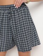 defox Pantaloni scurți Albastru din Bumbac cu Talie înaltă în Dungi Voriene
