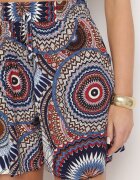 defox Pantaloni scurți Bleumarin din bumbac cu model Boho Kolariela