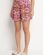 defox Pantaloni scurți Fuchsia de bumbac largi în imprimeu abstract cu buzunare Jenalirea