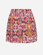 defox Pantaloni scurți Fuchsia de bumbac largi în imprimeu abstract cu buzunare Jenalirea