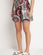 defox Pantaloni scurți Negri din Bumbac cu Model Boho Kolariela