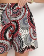 defox Pantaloni scurți Negri din Bumbac cu Model Boho Kolariela