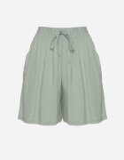 defox Pantaloni scurți verde deschis din bumbac cu talie înaltă și legătură Zenmio