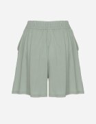 defox Pantaloni scurți verde deschis din bumbac cu talie înaltă și legătură Zenmio