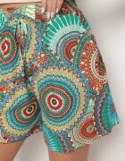 defox Pantaloni scurți Verzi din Bumbac cu Model Boho Kolariela