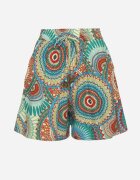 defox Pantaloni scurți Verzi din Bumbac cu Model Boho Kolariela