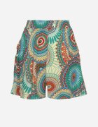 defox Pantaloni scurți Verzi din Bumbac cu Model Boho Kolariela